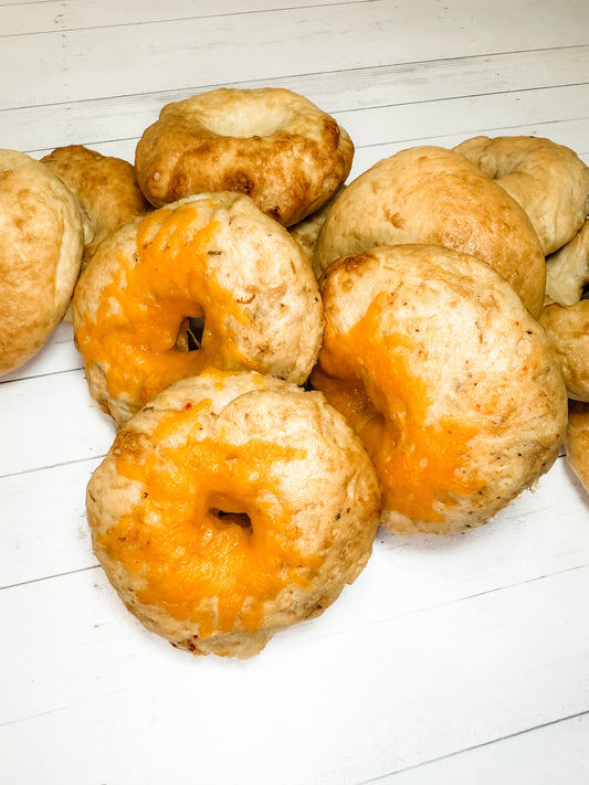 Sourdough Cheddar and Herb Bagels