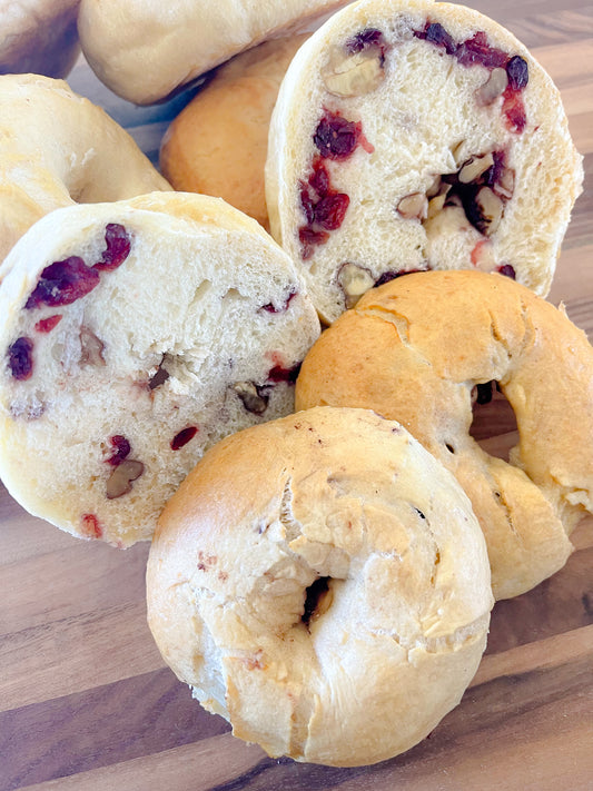 Sourdough Cranberry Walnut Bagels