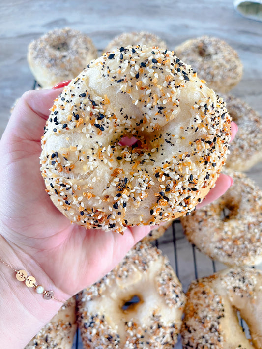 Sourdough Everything Seasoning Bagels